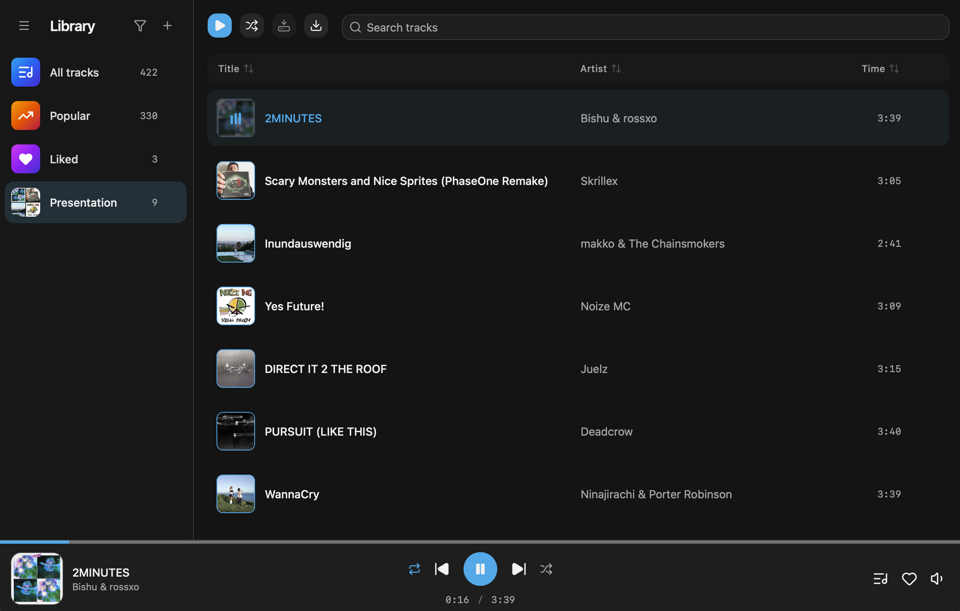 SoundGrammy desktop music player interface