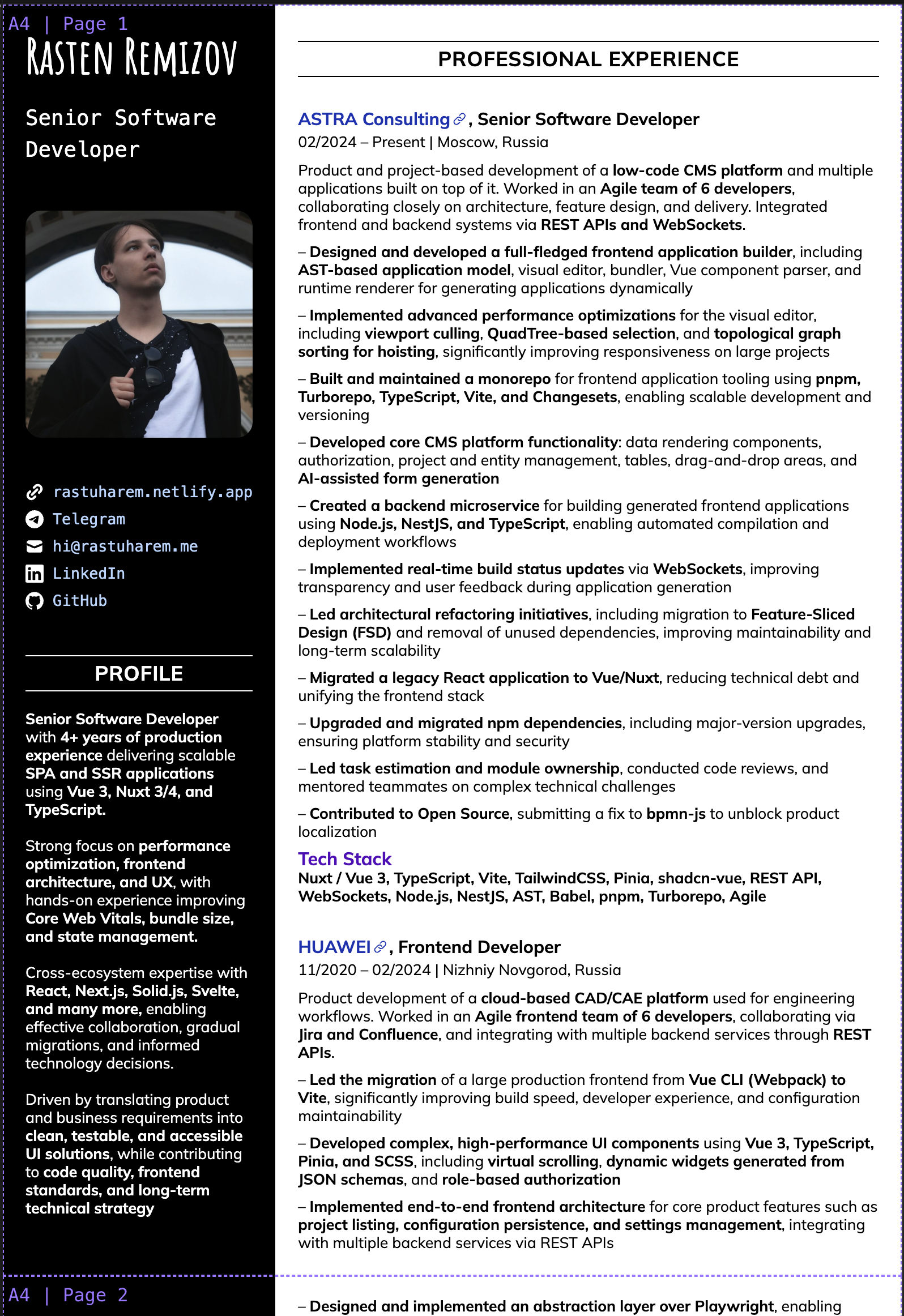 HTML resume on macos